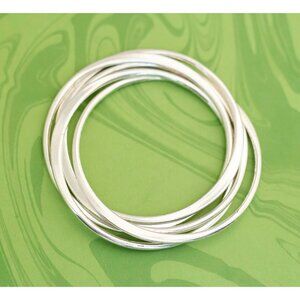 Vintage Silver Tone Minimalist Tornado Rings Bangles 7 1/4 inch - W21